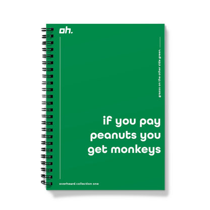 If You Pay Peanuts You Get Monkeys (Grass On The Other Side Green) Notebook