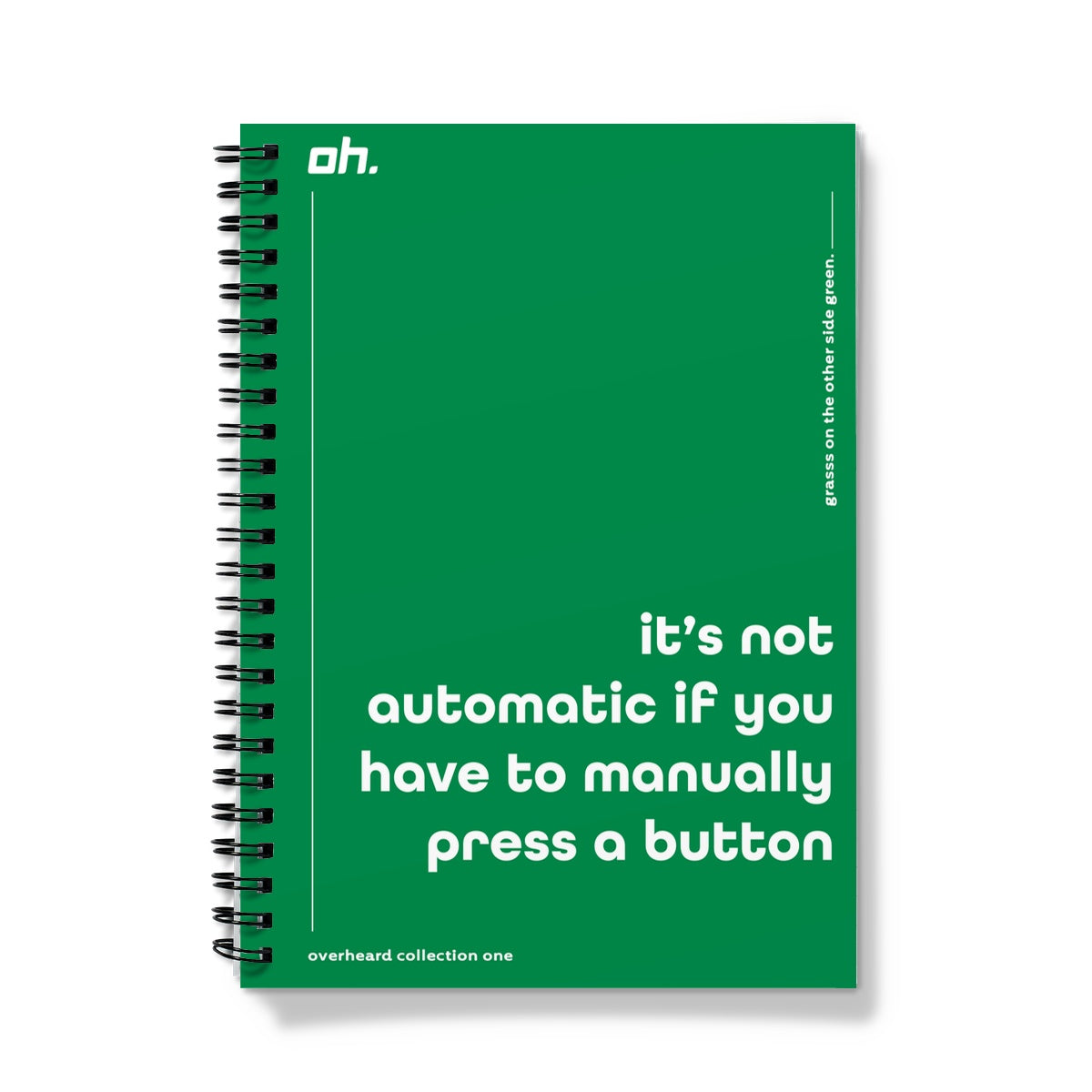 It's Not Automatic If You Have To Manually Press A Button (Grass On The Other Side Green) Notebook