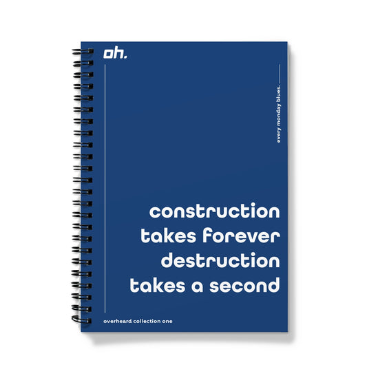 Construction Takes Forever Destruction Takes A Second (Every Monday Blues) Notebook